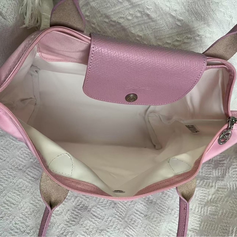 Longchamp Pink and White Backpack with Structured Design